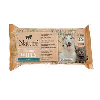 Влажные салфетки NATURÉ с алоэ вера для собак и кошек, 40шт в упаковке